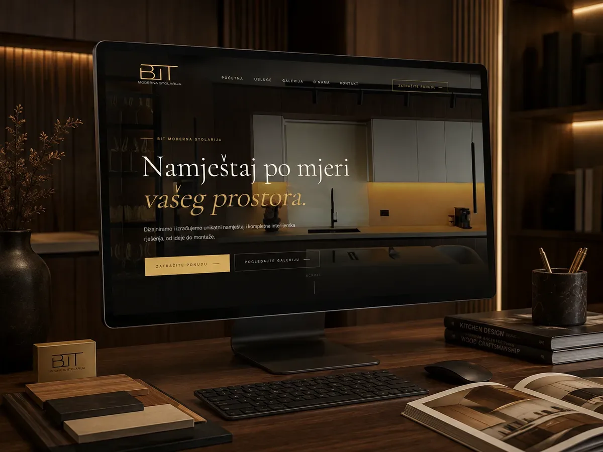BIT Moderna Stolarija – webdesign og udvikling for et snedkerværksted med skræddersyede møbler nær Zagreb
