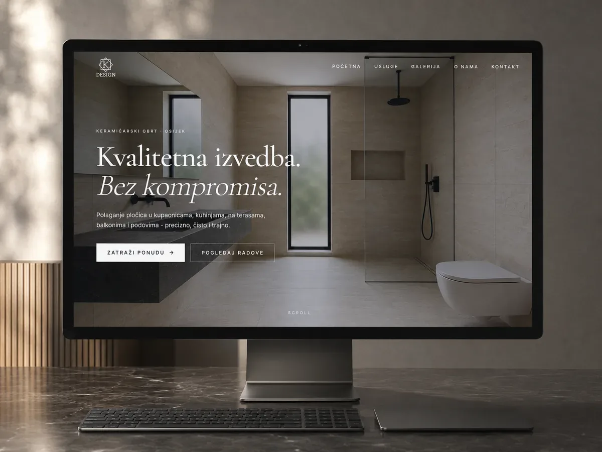 K Design – animeret webdesign og udvikling for en flisemontør i Osijek