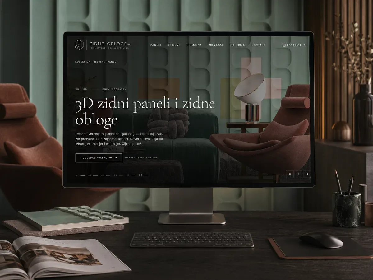 Zidne-obloge.hr – design og udvikling af webshop for en forhandler af dekorative 3D-vægpaneler